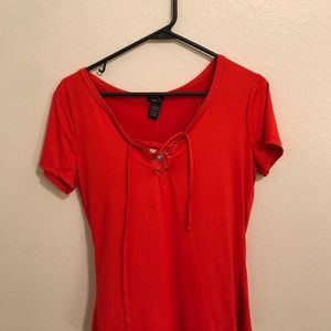 Red criss cross shirt